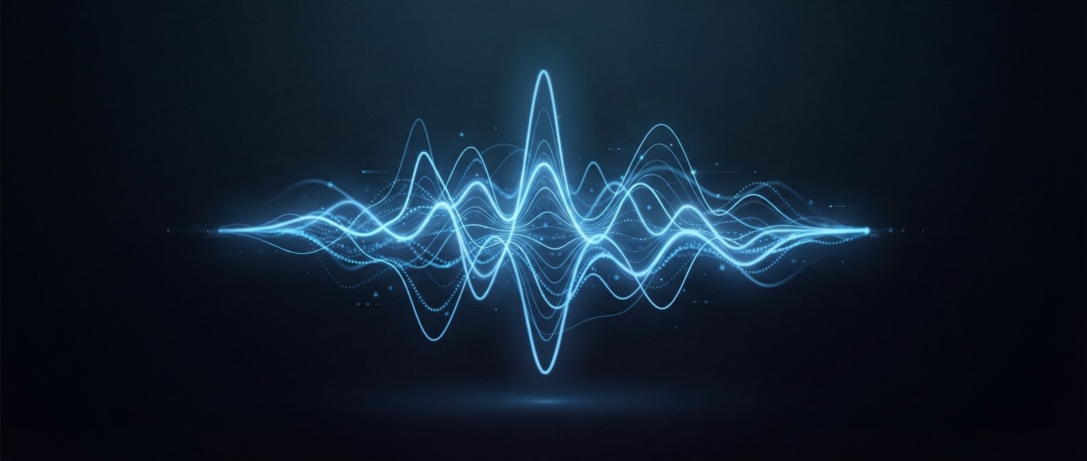 A blue audio waveform against a dark background